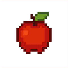 Pixel Art Apple Icon &ndash; Cute Retro 8-bit Illustration