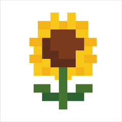 Beautiful Pixel Art Yellow Sunflower Illustration