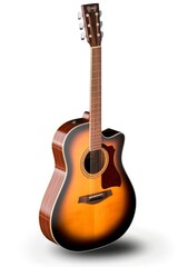 Obraz premium realistic acoustic guitar front facing transparent background music concept ting