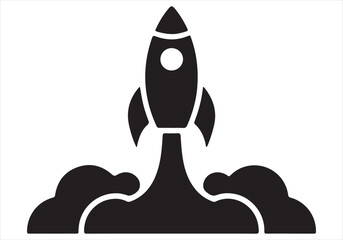 Minimalist Rocket Launch Icon Design - Space Exploration Symbol