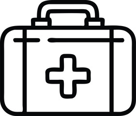 Obraz premium Thin line first aid kit box icon silhouette isolated on white background