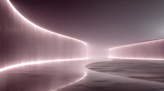 Abstract Pink Neon Light Paths with Sharp Angles - Powered by Adobe