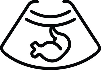 Thin line pregnancy ultrasound icon silhouette isolated on white background