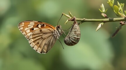 Fototapeta premium Butterfly Emerging from Chrysalis