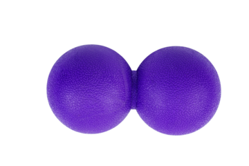 Purple double massage ball isolated on a white background.Top view