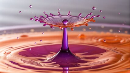 Capturing the fleeting beauty of a water drop collision in shades of amethyst and honey with sharp