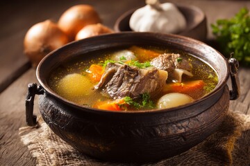Rich Beef Bone Broth with Vegetables