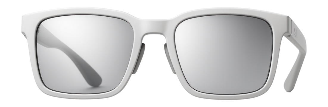 Square sports sunglasses with UV protection and matte white frame
