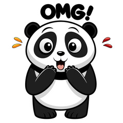 Obraz premium Cartoon Panda “OMG” Reaction Vector
