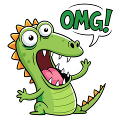 Fototapeta premium cartoon crocodile with a sign
