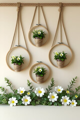 green tea and chamomile flowers