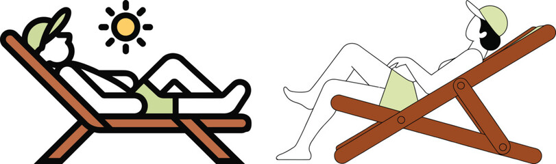 Two people relaxing on deck chairs enjoying the sunshine