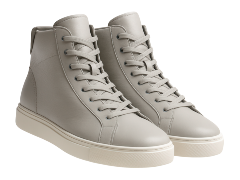 High-top sneakers with minimalist design and tonal laces