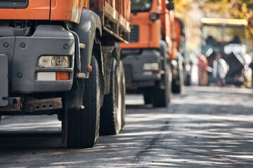 Fototapeta premium Public city street reconstruction with heavy machines.