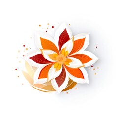 Fototapeta premium 白い背景に分離された鮮やかなオレンジと赤色の花の抽象的デザイン