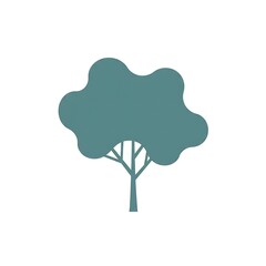 Stylized Teal Tree Icon on White Background