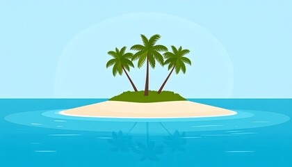 Obraz premium Firefly_Distant Silhouette A Tranquil Island Escape with Swaying Palm Trees and Azure Ocean Serenity