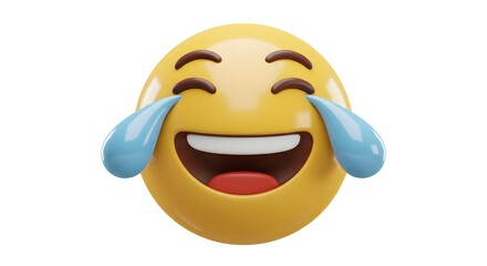 Tears of Joy Emoji - 3D Digital Illustration of Laughing Face
