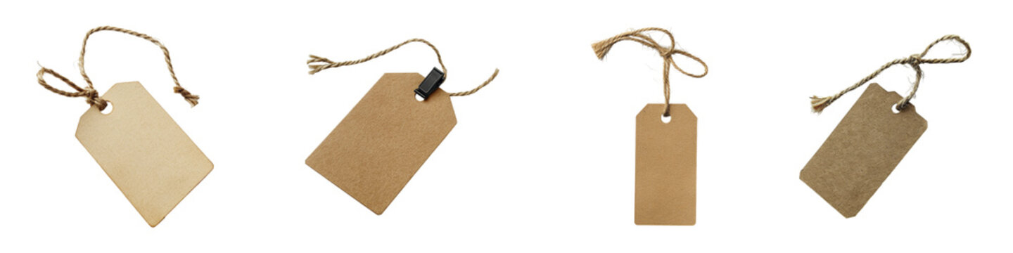 Kraft paper price tags with twine strings for sale or gift