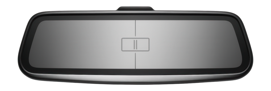 Rearview mirror TV display with split-screen capability and input for backup camera integration