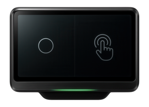 Dashboard display with split-view mode and haptic feedback for touch interactions