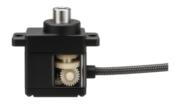 Micro servomotor with plastic gears and a small form factor for model aircraft