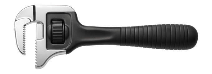 Quick-adjust pipe wrench with a thumbwheel control for rapid size changes in a mechanical workshop.