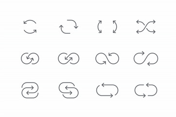 Exchange, infinity arrow icons. editable stroke vector illustration