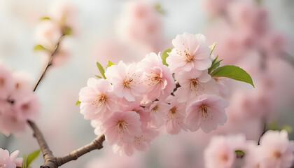 Obraz premium Delicate Pink Cherry Blossom Branch in Spring