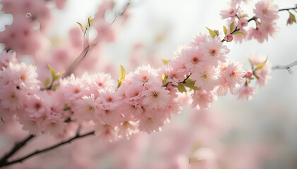 Obraz premium Delicate Pink Cherry Blossom Branch in Spring