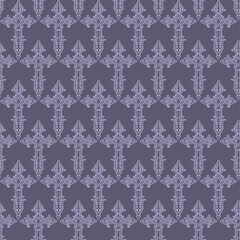 Seamless pattern in gothic style. Modern, whimsical linear composition for wedding decoration, stylized under dark aesthetics in monochrome color scheme.
