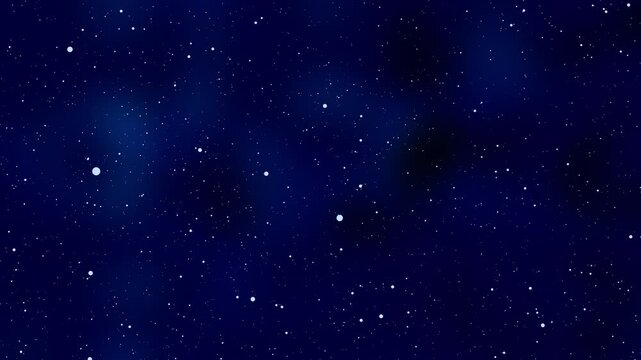 Mesmerizing Deep Space Journey: Twinkling Stars and Nebulae Emerge in a Dark Blue Expanse