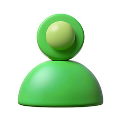 Green 3D User Icon on Black Background Representing Profile Account Contact and Social Media Usage