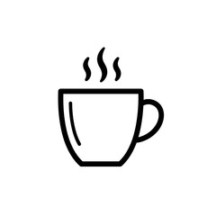 Simple Line Art Illustration of a Hot Coffee Cup