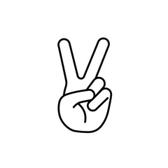 Simple Black Line Art of a Victory Hand Gesture