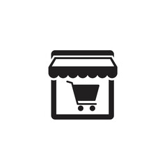 Online Shopping Store Icon with Shopping Cart