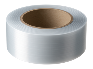 Wide roll of double-sided polyethylene tape for temporary exhibition setups on concrete floors.