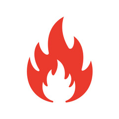 Isolated Red Flame Icon on White Background Representing Energy Passion Warning Heat and Danger Suitable for Graphic Design and Digital Media Projects