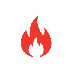 Simple Red Fire Icon on White Background Representing Heat Energy Passion Danger and Warning with Clean Lines and Modern Design