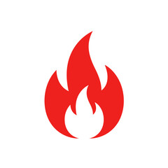 Vibrant Red Flame Icon on White Background Depicting Energy Passion and Heat in a Modern and Minimalist Style