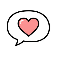 Cute Heart Inside Speech Bubble Illustration in Flat Style
