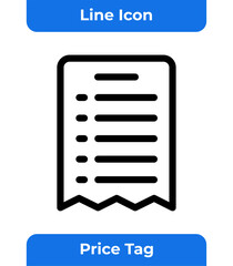 Fototapeta premium Price Tag, Bill, and Receipt Line Icon for Retail Business, Shopping, and Product Pricing. 