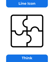 Obraz premium Puzzle Piece Line Art Illustration for a Problem Solving and Business Theme, a Vector Graphic Icon of Four Jigsaw Pieces Fitting Together on a White Background, Representing Teamwork and Strategy