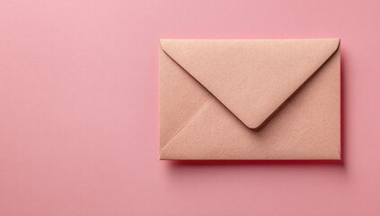 A pale pink envelope sits on a matching background, angled slightly to the left.  Simple, minimalist aesthetic.  Soft light casts a subtle shadow