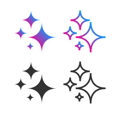 Generate AI sparkle icon collection modern style. Machine learning technology, artificial intelligence button for ui ux element, app, website vector 10 eps