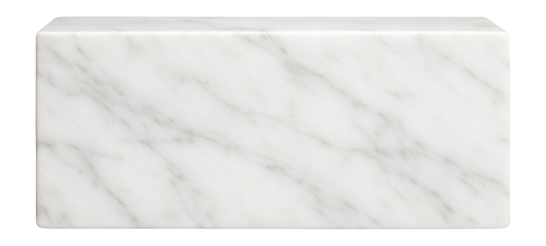 White marble block with subtle grey veining and smooth surface finish