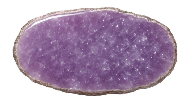 Polished slice of lepidolite with lilac hue and mica flakes