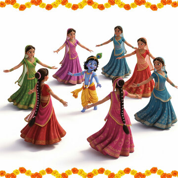 Krishna Raas Leela &ndash; Gopis Dancing in Vrindavan