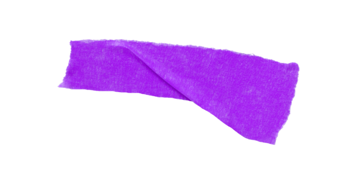 Separate purple torn paper tape on transparent background