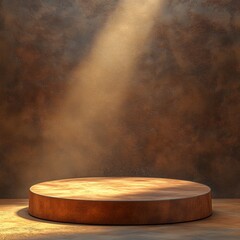 Podium with orange illumination creating a dramatic atmosphere perfect for showcasing awards, presentations, performances, or speeches in a creative and inspiring environment
